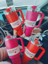 US Stock Cosmo Pink Target Red H2.0 40oz en acier inoxydable gobelets tasses avec couvercle de manche en silicone et tasses de voitures de voyage en paille Continuez à boire des bouteilles d'eau froide 0508