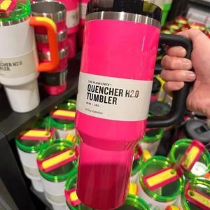 US Stock Electric Neon White Pink Black Mokken Quencher H2.0 40oz roestvrijstalen tuimelaars Cups met siliconengreep en rietvaarttas waterflessen