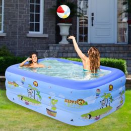 US Stock Family opblaasbaar zwembad PVC Peddling Kinderen Volwassen Kleine badtub Outdoor Garden achtertuin Zomerwater drielaags feestspeelgoed W1041EL04304