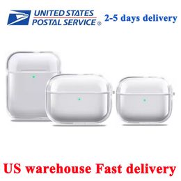 US Stock Voor Airpods pro 2 2e generatie airpod 3 4 rd Hoofdtelefoonaccessoires Effen TPU Beschermende oortelefoonhoes Draadloos opladen Schokbestendig hoesje