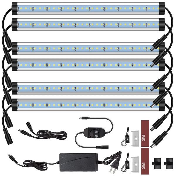 US STOCK Kit de luces LED para gabinete Enchufe con cable 12V LED para debajo de los gabinetes Iluminación regulable con interruptor para estante de cocina Mostrador 12 pulgadas 5000K Luz blanca diurna