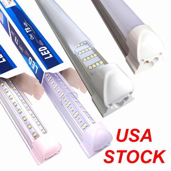 Tubos LED en stock en EE. UU. En forma de V 4 pies 5 pies 6 pies 8 pies Puerta más fría Tubos de luz LED T8 Lados dobles SMD2835 Lámparas fluorescentes LED AC 85-265V CRESTECH