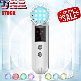 Amerikaanse stock microcurrent bio facial tillen 7 kleuren led licht blauw rood led licht anti-aging acnes verwijderen huidverzorging schoonheidsapparaat