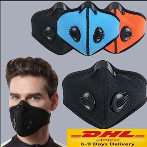 Amerikaanse voorraad Motorfiets Stofdicht Smogel Rijp Masker Vervangbare Filter Activated Carbon Half Mask met ademhalingsklep Beschermende tandwielen FY9075