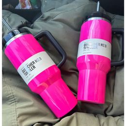 US Stock Neon Hot Pink Winter Shimmery Co Branded Target Red Oz Quencher Tumblers Cosmo Parada Flamingo Valentines Day Gift Cups Nd Car Mokken I
