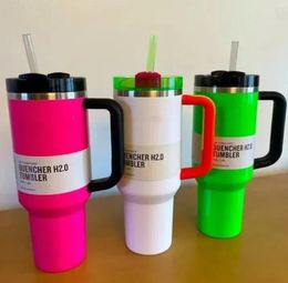 US Stock Neon White Limited Edition Starbacks Mugs H2.0 Winter Pink Cosmo Co-marquée Flamingo Gift 40oz Target Red Cups Car Tobers Water Bottes G0411
