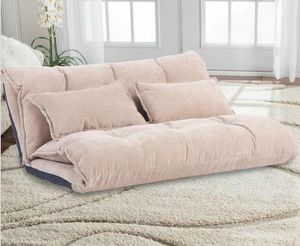 STOCK DE EE. UU. Oris Fur. Sofá cama de ocio moderno plegable ajustable, sofá para videojuegos con dos almohadas WF008064DAA