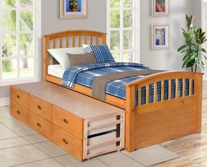 Amerikaanse stock oris bont twin size platform opslag bed massief houten bed met 6 laden voor kinderen volwassen SG000116LAA