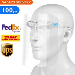 Stock de EE. UU. Máscara protectora de cara completa con gafas Transparente Anti Fluidos Escudo facial Anti Polvo Salpicaduras Boca Cara Clara Protección Ciclismo Máscara