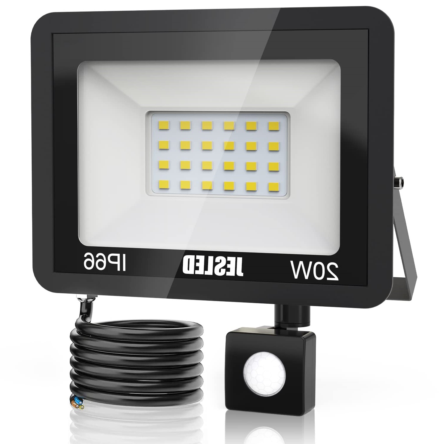 USA: s aktiesäkerhetsbelysning med rörelsessensor 20W 2200lm LED -strålkastare PIR -sensor 6000K -lampor utomhus IP66 Vattentät för trädgårdsbakgårdsgarage