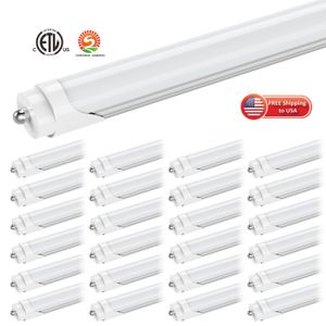 US STOCK T8 LED Tube Light 8FT One Row Single Pin FA8 Fluorescent Lights 45W Cold White Frosted Cover transparent rougeoyant 6000k Shop Garage atelier Éclairage