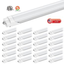 US STOCK T8 LED Tube Light 8FT Single Pin FA8 Remplacement des lampes fluorescentes 45W Blanc froid 6000K Couverture givrée clair brillant Shop Office Garage Lighting