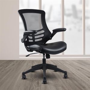 Stock de EE. UU. Techni Mobili elegante silla de oficina de malla con respaldo medio y brazos ajustables, negro a49