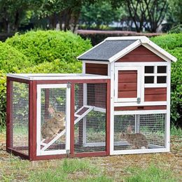 US STOCK TOPMAX TOPMAX Pet de Pet Home Decor Maison Lapbit Bunny Bois Hutch Dog Maison Chicken Coops Cages Cages, Auburn A08 A48 A51