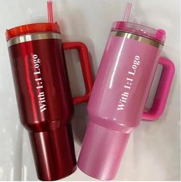 US US DAAG VANGEERDE RODE TUMBER QUOCHER H2.0 40Oz roestvrijstalen tumblers Cups Siliconen Handgreep Lid 2e generatie Winter roze auto Mokken Watermelon Moonshine GG0222