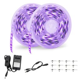 US STOCK UV Purple Light Strip 12V Flexible Blacklight con 600 Unit Uvs lámpara Beads 10M LED Black Light Ribbon Luces decorativas