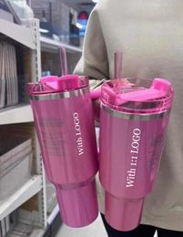 Bouteilles d'eau de stock américain Starbcks Winter 1: 1 Target Red Tumblers Cosmo Pink Flamingo Mugs H2.0 Réplique de tasses de 40 oz avec couvercle en silicone et voiture de paille GG0222