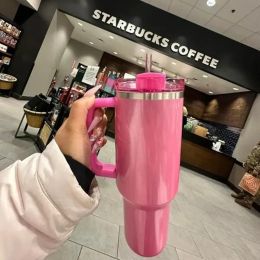 US Stock Winter Pink Shimmery Co-branded Target Red 40oz Quencher Tumblers Cosmo Parada Flamingo Valentines Day Gift Cups 2ème voiture