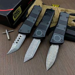 US Style Mini 819-1BLS Signature Series AUTO Knife Hoja de acero damasco de 1.889 ", mango de aluminio de aviación (T6-6061), cuchillos de bolsillo EDC de combate táctico para acampar al aire libre