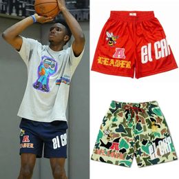 US Trend Shorts Summer Gym Mens Fitness Sports Casual Basketball Running Mesh Short Pants Surf Beach Quarter Male 240415