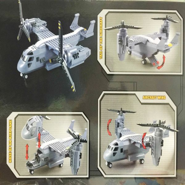 US V-22 Osprey Tiltrotor Aircraft Helicopter Building Bloums Model Plane Model Bricks Bricks Soldats Swat Toys