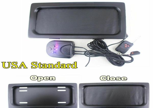 Version américaine Auto Car Vehicle Hideaway Cover Cover Up Electric Stealth Liceding Plaque d'immatriculation avec télécommande 315170258mm 12x6 pouces9777961