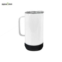 US magazijn 14oz sublimatie koffiemokken met Bluetooth-luidspreker Roestvrijstalen handvat Tumbler USB-oplader Dubbelwandige muziek Lege witte waterfles Snel