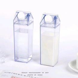 Almacén de EE. UU. 17oz 500ml botella de leche de agua Caja de almacenamiento de leche transparente taza de alta capacidad de alta capacidad Café de plástico Taza de bebidas 253h