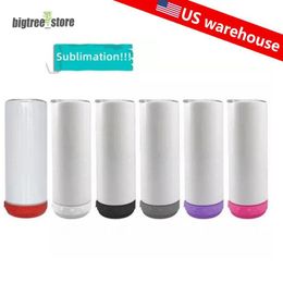 US Warehouse 20oz Sublimation Bluetooth Tableau de haut-parleur vierge de conception de conception blanche Portable Speintes sans fil de voyage Mug Smart Musique C316E