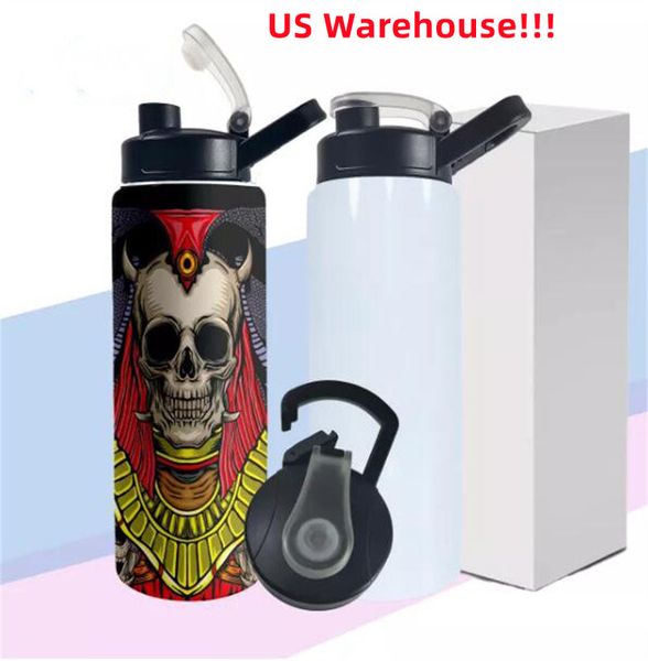 US Warehouse Botella de agua de sublimación de 26 oz con tapas Sippy Lock Almacén local