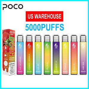 US Warehouse 5000 puffs Eletronic Cigarette Original Mesh Coil Poco Huge Disposable Vape Pen Rechargeable 15ML 8 Color Device Newest Vapor pen