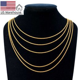 ONS magazijn au750 18K echt goud 1.7mm 16inch ketting gedraaide touw ketting voor sieraden maken gouden ketting