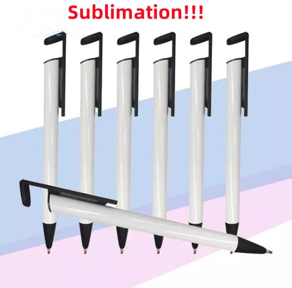 Stylos de sublimation vierges US Warehouse avec transfert de chaleur à encre noire stylo à bille personnalisé support blanc rotatif stylo à bille pour bricolage école de bureau