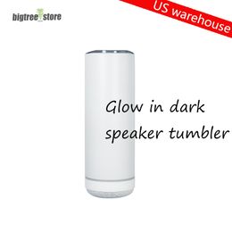 Gobelet à sublimation lumineux avec haut-parleur Bluetooth, tasse de musique blanche de 20 oz, tasse de voyage droite, intelligente, portable, sans fil, en vrac, vente en gros avec paille