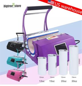 Entrepôt américain Machines de transfert de chaleur Presse universelle de tasse de sublimation pour le gobelet maigre droit de 20 oz / 30 oz Impression à chaud Machine de tasse de cuisson numérique AAA