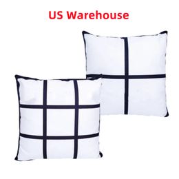 US Warehouse Sublimation Blank Taie d'oreiller carré 45 45cm 9paner et 4panel mix blanc uni Impression par transfert de chaleur DIY Canapé Coussin Taie d'oreiller Car Home Decor B5