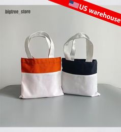 Bolsa de lona de sublimación de almacén de EE. UU., espacios en blanco, suministros para fiestas, bolsas de comestibles, tela no tejida, bolsa reutilizable para manualidades y decoración de bricolaje para Halloween