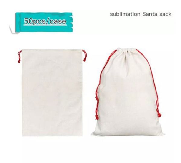 US Warehouse Sublimation Christmas Santa Sack Blanks Sac de Noël Santa Sack Sac en toile De nombreux styles Sacs cadeaux de Noël grande taille