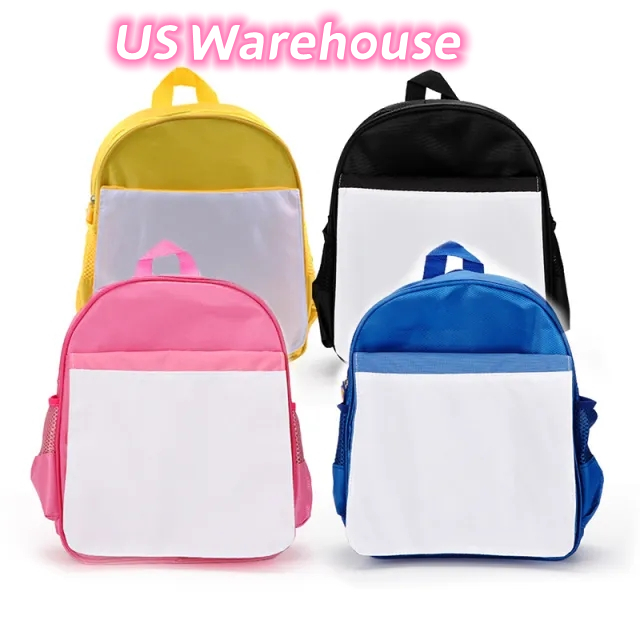 US Warehouse SubliMation Kids Bag Kindergarten Kid Toddler School ryggsäckar för flickor pojkar justerbar remdesign grossist z11