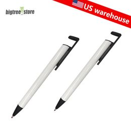 Stylos de sublimation d'entrepôt américain avec cartouche d'enveloppe rétractable, supports de téléphone vierges de bricolage, transfert de chaleur thermique, stylo à bille blanc en gel, vente en gros Unique