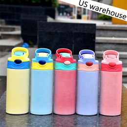 US Warehouse Sublimation Straight Sippy Cup 12 oz UV Changement de couleur Gobelet Glow in Dark Kids Bouteille Vierge Mignon Double-Wall Stainless305h