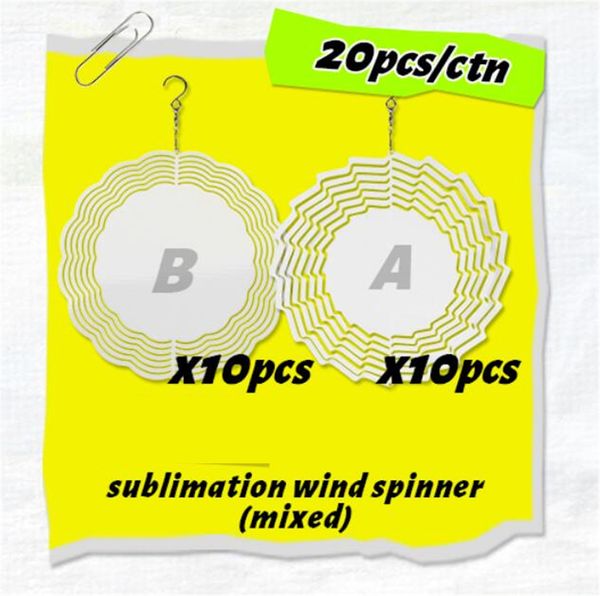 US Warehouse Sublimation Wind Spinner Sublimat Peinture en métal 10 pouces Ornement en métal vierge Double côtés Sublimés Blancs DIY Décoration de la maison