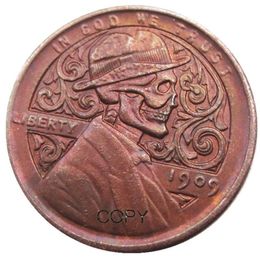 US01 Hobo nikkel 1909 Penny geconfronteerd met schedel skelet zombie Copy Coin Hanger Accessoires Coins227E