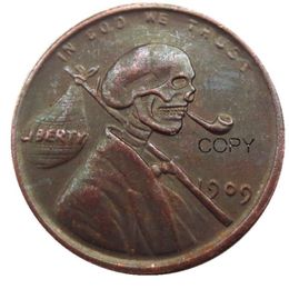 US04 Hobo nikkel 1909 Penny geconfronteerd met schedel skelet zombie Copy Coin Hanger Accessoires Coins2937