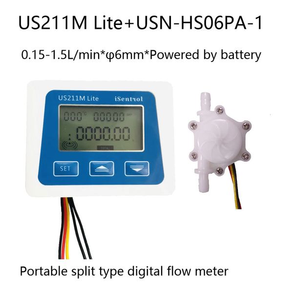 Medidor de flujo digital portátil US211M Lite con USN-HS06PA Sensor de flujo de lengüeta para manguera de 6 mm de diámetro exterior Tecnología Isentrol 231229