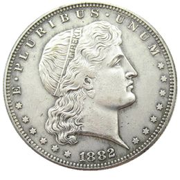 USA 1882 Bouclier Boucle d'Oreille Motifs Dollar Argent Plaqué Copie Pièce