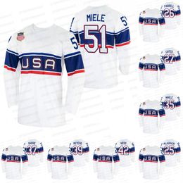 Maillot de hockey d'hiver USA 2022 Andy Miele Aaron Ness Ben Meyers Nick Shore Pat Nagle Strauss Mann Drew Commesso Noah Cates Sean Farrell Marc McLaughlin