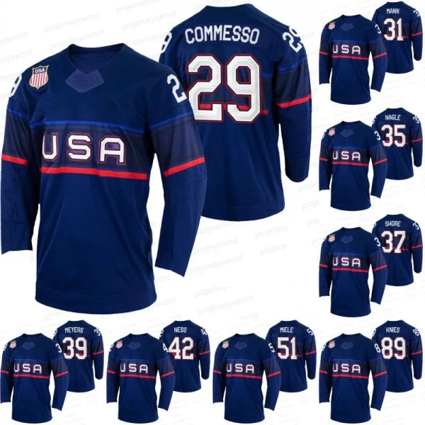 USA 2023 Maillot de hockey d'hiver Noah Cates Pat Nagle Matthew Knies Andy Miele Drew Commesso Sean Farrell Nick Shore Ben Meyers Strauss Mann Aa