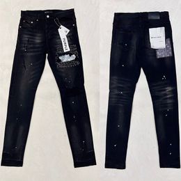 USA 24ss mode heren splash-inkt denim broek met gescheurde gaten bandana casual vintage gewassen schilderstijlen jeans broek bodems nieuwe kleuren 0131