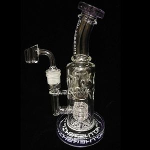 VS 9 inches hoge paarse waterpijpjes Klein glazen bongen rechte fab ei gaten perc roken water leidingen recycle olie rigs dikke dab rig 14.4mm gezamenlijke logo aanpassen